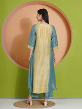 MARINE GLOW PEACOCK CUT KURTA SET