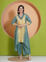 MARINE GLOW PEACOCK CUT KURTA SET