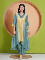 MARINE GLOW PEACOCK CUT KURTA SET