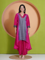 DUSKY ROSE PEACOCK CUT KURTA SET