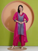 DUSKY ROSE PEACOCK CUT KURTA SET