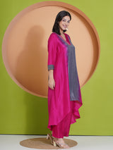 DUSKY ROSE PEACOCK CUT KURTA SET