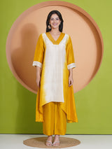 GOLDEN GLOW PEACOCK CUT KURTA SET