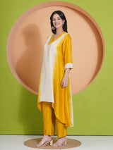 GOLDEN GLOW PEACOCK CUT KURTA SET