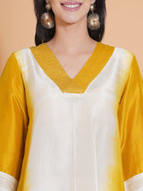 GOLDEN GLOW PEACOCK CUT KURTA SET