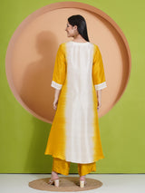 GOLDEN GLOW PEACOCK CUT KURTA SET