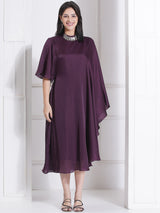 WINE WINGS ONE SIDE FLOW DRESS