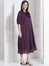 WINE WINGS ONE SIDE FLOW DRESS