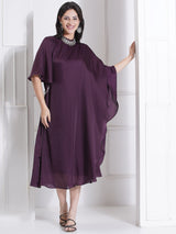WINE WINGS ONE SIDE FLOW DRESS