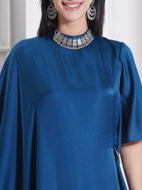 TEAL TOUCH ONE SIDE FLOW DRESS