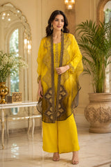 SUNLIT EMBROIDER TUNIC SET WITH FREE FALL FUSION EMBROIDER CAPE