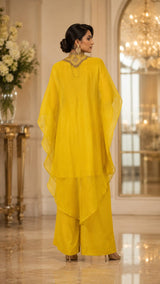 SUNLIT EMBROIDER TUNIC SET WITH FREE FALL FUSION EMBROIDER CAPE
