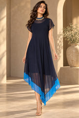 ROYAL RADIANCE JEWEL NECKLINE HANDKERCHIEF DRESS
