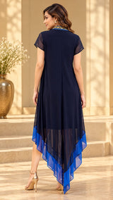 ROYAL RADIANCE V NECKLINE HANDKERCHIEF DRESS
