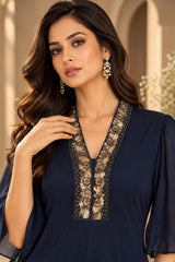 ROYAL RADIANCE ASYMMETRIC DRAPE DRESS