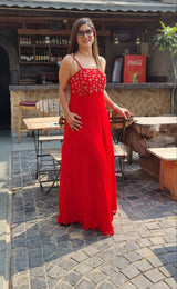 PRAKSIII IN ROSE BUSTIER GOWN