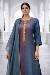 TEAL TITANIUM CLASSIC STRAIGHT KURTA SET