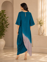 TEAL TIDE DRAPED DRESS