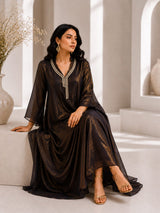METALLIC MOONLIT JEWEL DRAPE DRESS