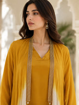 GOLDEN GLOW CO-ORD WITH CAPE STYLE JACKET