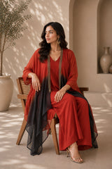 RUST RADIANCE CO-ORD WITH CAPE STYLE JACKET