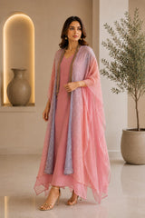 BLUSH BLOOM SEQUIN KAFTAN CAPE WITH DRESS