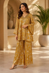 GOLDEN GLOW SEQUIN RELAXED TUNIC SET