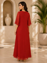 RUST RADIANCE SEQUIN LAYERED A-LINE CAPE WITH GOWN