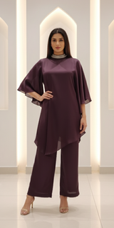WINE WING ONE SIDE FLOW CO-ORD SET