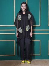 BLACK FETHER EDGE KAFTAN OVERLAY WITH CO-ORD SET