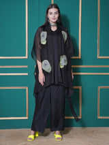 BLACK FETHER EDGE KAFTAN OVERLAY WITH CO-ORD SET