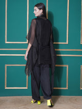 BLACK FETHER EDGE KAFTAN OVERLAY WITH CO-ORD SET