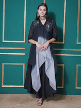 BLACK RADIANCE STATEMENT FLOWER EMBELISHED CAPE SET