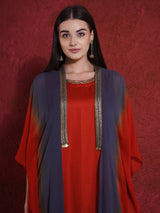 FLAME FALL KAFTAN CAPE WITH DRESS