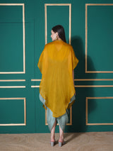 GOLDEN SAGE DHOTI DRAPE WITH FREE FALL FLORAL EMBROIDER CAPE