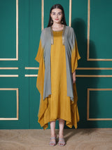 GOLDEN SAGE KAFTAN CAPE WITH DRESS