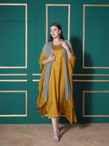 GOLDEN SAGE KAFTAN CAPE WITH DRESS
