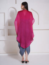 DUSKY ROSE DHOTI DRAPE WITH FREE FALL FUSION EMBROIDER CAPE
