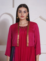 DUSKY ROSE SHRUG WITH DHOTI DRAPE GOWN