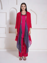 DUSKY ROSE CO-ORD WITH CAPE STYLE JACKET