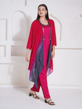 DUSKY ROSE CO-ORD WITH CAPE STYLE JACKET
