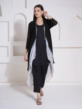 BLACK BRILLIANCE CO-ORD WITH CAPE STYLE JACKET