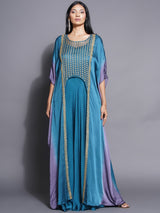 TEAL TITANIUM CELESTIA EMBLISHED KAFTAN SET