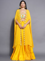 MARIGOLD MAJESTY FLORAL BEAD WORK LEHENGA SET