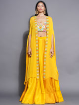 MARIGOLD MAJESTY FLORAL BEAD WORK LEHENGA SET