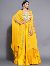 MARIGOLD MAJESTY FLORAL BEAD WORK LEHENGA SET