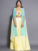 LEMON MINT BOHO BEAD WORK LEHENGA SET