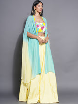 LEMON MINT BOHO BEAD WORK LEHENGA SET