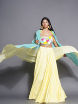 LEMON MINT BOHO BEAD WORK LEHENGA SET