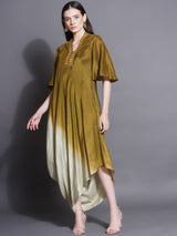 MEHNDI MIST ASYMMETRIC DRAPE DRESS